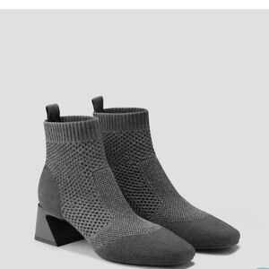 NEW Vivaia Square-Toe Perforated Heeled Boots (Melissa) lava grey 8.5 Minimal,